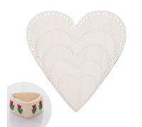 5 Pièces Panier au Crochet avec,Forme de cœur Base en Bois Naturel,Fond Creux pour Bricolage, Tissage, Tricot et Crochet,Accessoires pour Sac de Rangement