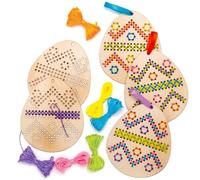 5 Pièces Pâques Set de Point de Croix en Bois Oeuf Forme Signet en Bois pour Broderie Point de Croix Décoration avec Cadre au Point Aiguilles Corde Ruban Projets de Bricolage pour Enfants Débutants