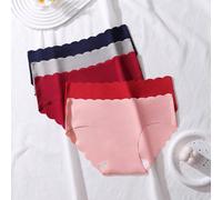5 pièces/Paquet Culottes basses pour femmes, design à ourlet ondulé - Tissu doux et extensible, sous-vêtements quotidiens confortables de couleur unie, slips décontractés L,M,S,XLTissu tricoté
