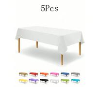 5 pièces/Paquet Nappe de table jetable en plastique PE, couleur unie noire pour table d'anniversaire, décoration de fête, Noël 137*183,137*274,72 pouces, paquet de 2,108 pouces, paquet de 2Polyéthylèn