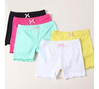 5 pièces/Paquet Shorts décontractés mignons et doux pour jeunes filles avec ourlet à volants, et leggings confortables pour le port quotidien, toutes saisons 6Y,7Y,8Y,9Y,10Y,4Y,5Y,11YBlocs de couleurÉ