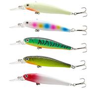 5 pièces Pêche Jig Métal Appâts，Pêche en Plastique Leurre Appât，pour Carpe Brochet Truite, Appâts pour l'eau de Mer et l'eau Douce.