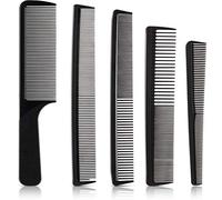 5 Pièces Peigne à Cheveux Peigne de Barbier Peignes de Coiffure Ensemble Peigne en Carbone à Dents Fines Peigne Conique de Coiffure Antistatique Résistant à la Chaleur pour Homme Femme