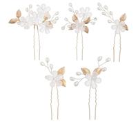 5 Pièces Peigne Cheveux Mariage Pince Fleur Cheveux Perle Or Fleur Barrette Accessoires Cheveux Mariage Fleur Accessoire Cheveux Mariage Fille Femme