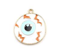 5 pièces pendentif à breloques série Halloween breloques en alliage à base de zinc oeil blanc amp; Émail bleu clair pour la confection de colliers 20 mm x 18 mmProfessionnel et à la mode