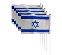 5 Pièces Petit Drapeau D’israël, Mini Design Portable | Polyester et Plastique, Léger à Transporter, pour Activités Festives et Événements Patriotiques