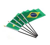 5 Pièces Petit Drapeau du Brésil Mini, Polyester Plastique | Décoration pour Fêtes Patriotiques, Format Adorable, Léger, à Emporter, Usage Extérieur, Drapeau Pays