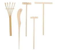 5 Pièces Petit Râteau de Jardin en Bambou, Miniature | Accessoire Khaki, Relief du Stress, Relaxation et Usage Éducatif, pour Garçon et Filles et Adultes, Intérieur