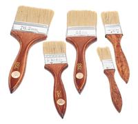5 Pièces Pinceau de Peinture à Poils Longs Manche Rouge en Bois