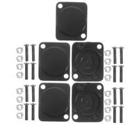 5 Pièces Plaques Vierges Métalliques pour Montage Panneau, Vis Écrous | Acier Noir Pré-percé, Obturation Poussière et Débris, pour Connecteurs de Châssis, Tables Audio et Racks Av