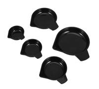 5 Pièces Plateau Doseur Gradué en Plastique Bec Étroit Noir | Surface Lisse Traitée, Versement Précis et Pratique, Diamètres Intérieurs Variés, pour Granulés, Aliments, Analyses Mobiles
