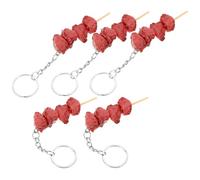 5 Pièces Porte-clés Alimentaire Rouge en Pvc, Pendentif