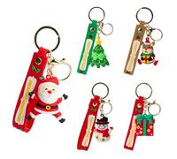 5 Pièces Porte-clés de Noël en Silicone, Design 3D Coloré, Père Noël, Bonhomme de Neige et Sapin, Idéal pour Toute la Famille, Cadeaux, Remplisseurs de Chaussettes et Décorations de Fêtes