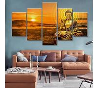 5 pièces poster tableau toile 5 pieces Gautama Bouddha scintillant image sur toile 5 parties Tableau sur Toile,tableau mural decoration salon moderne xxl,cadre tableau toile,5 panneaux toile 150x80cm
