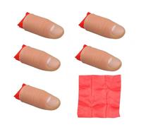 5 Pièces Pouce Magique Faux Doigt Farce Faux Pouce avec Écharpe Doigts Pouce Tour de Magie en Plastique Jouet Doigt Souple Astuce Pointe de Pouce de Trick Halloween et Tissu d'Entraînement Rouge