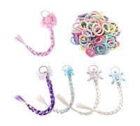 5 Pièces Pour Les Perruques De Filles, Avec 100 Morceaux De Mini Anneaux De Cheveux, Des Perruques Colorées, Des Accessoires De Conception De Coiffures Et Des Accessoires De Cheveux Pour Filles.
