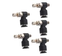 5 pièces pousser pour connecter la vanne de contrôle du débit d'air, tube de 6 mm OD x M5 filetage mâle type L vanne d'accélérateur à angle droit raccord rapide connecteur pneumatique coudé pratique