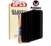 5 pièces Protecteur d'écran en verre trempé anti-espion 9H compatible avec iPhone 17 16 Pro Max/Compatible avec Samsung Galaxy S26 S25 Ultra/Compatible avec Xiaomi/ Ne prend pas en charge la reconnais