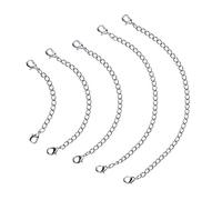 5 Pièces Rallonges de Chaîne Extension Chaîne de Collier en Set pour Collier Bracelet DIY Fabrication de Bijoux (Argent)