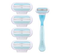 5 Pièces Rasoirs Jetables, Rasoirs Jetables pour Femme, Recharge Rasoirs pour Femmes, Rasoirs Jetables à Triple Lame pour Femmes, pour Raser Toutes Les Zones du Corps
