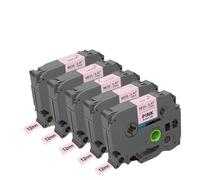 5 pièces Remplacement des bandes d'étiquette de ruban Satin compatibles avec un ajustement universel White R234 Compatible avec l'imprimante d'étiquette(Black on Pink)