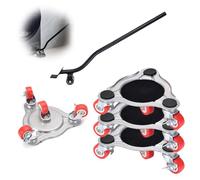 5 Pièces roulettes pour Meubles Kit, 4 Roulette Charge Lourde Triangulaires+1 Levier, Portant Un Poids de 1800 Catties Chariot de Transport roulettes, pour Les Canapés, Armoires, Tables et Tabourets