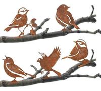 5 Pieces Rusty Birds Garden Decoration for Tree,Natural Rust Patina,Metal Garden Decoration,Rusty Metal Garden Yard Art for Garden,Patio,Park and Fence