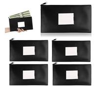 5 Pièces Sac de Billet en PU 28 * 15CM, Pochette de Dépôt avec Fermeture Eclair et Fenêtre, Pochettes de Dépôt Bancaire, Bank Bag with Zipper, pour Ranger Argent, Documents, Bijoux et Passport