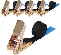 5 Pièces Sangle A Cliquet, Sangles à Cliquer 25 mm x 2 m,Charge Maximale 800kg, Convient pour Sécuriser Les Voitures, Les Remorques et Les Bagages à Vélo,Selon DIN en 12195-2