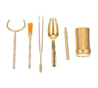 5 Pièces Seau à Thé Gong Fu, Ensemble D’accessoires en Cuivre pour | Boîte de Conservation Dorée, Style Chic, Usage pour Amateurs de Thé, Finition Métal, Longue Durée