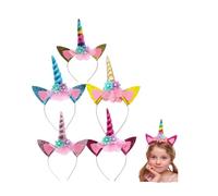 5 Pièces Serre Tete Licorne Fille, Serre-Tête D'anniversaire Licorne, Bandeau Licorne Fille Coloré, Unicorn Bandeaux pour Adulte Enfant Pâques Anniversaires Fêtes Cosplay Halloween
