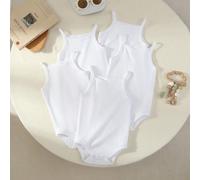5 pièces/Set Bodies bébé fille blanc mignon avec bretelles pour bébé/nourrisson 6-9M,9-12M,12-18M,3-6MUnicoloreÉtoffe