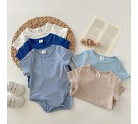 5 pièces/set Body bébé nouveau-né garçon/fille bleu, manches courtes, été, col rond, sans manches, doux. Polyvalent pour un usage casual, intérieur et extérieur 6-9M,9-12M,12-18M,18-24M,2-3Y,0-1M,1-3M