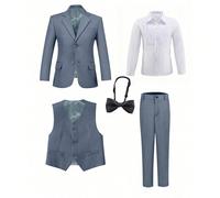 5 pièces/Set Costume pour garçons, Tuxedo formel pour tout-petits, Tenue de garçon d'honneur, Gilet, Pantalon, Chemise, Cravate pour mariage, Enfants Anniversaire Mariage Cérémonie de remise des diplô
