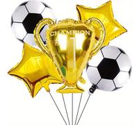 5 pièces Set de ballons en aluminium avec trophée de championnat et étoile à cinq branches de football, très approprié pour une soirée de championnat, des événements sportifs, une décoration de fête d