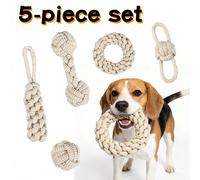 5 pièces Set de jouets en corde tressée faits main pour chiens, jouets à mâcher pour chiens de taille moyenne et petite, tire-à-la-corde, jeu de rapportage, soins dentaires, jouets interactifs pour an