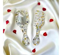 5 pièces Set de moules en silicone - Miroir et Peigne, Artisanat DIY, Bijoux, Cadeau, Moules de coulée de résine époxy Moule miroir A-Magic + moule peigne fantaisie + 2 lentilles ovales,Lentille miroi