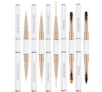 5 pièces Set de pinceaux pour nail art, pinceaux à double embout pour tracer des lignes longues, des lignes fines, des dégradés et des nail arts 3D, convient pour le vernis gel et la peinture sur ongl