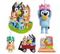 5 pièces/set Décorations suspendues 2D décoratives pour fête d'amis et de famille Blueys, Kawaii, étanche, Bluey, Bingo, Chien, Coco, Rusty, Muffin, sac, voiture, décoration de chambre 1 ensembleABS