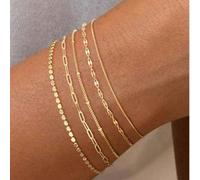 5 pièces/set Ensemble de bracelets à chaîne mode pour femmes (quantité de perles et de chaînes aléatoire, basée sur une longueur fixe) Taille UniqueAlliage de zinc