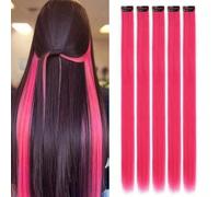 5 pièces/set Extensions de cheveux clip-on rose clair, perruques en fibres synthétiques pour femmes, peuvent être assorties à différents styles de coiffure sans aller au salon, conviennent pour un usa