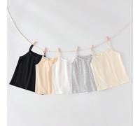 5 pièces/set Jeune fille Débardeur à nœud en dentelle florale multicolore en forme de croissant, style sportif doux convenant pour le port intérieur et extérieur 6Y,7Y,4Y,5YUnicoloreÉtoffe