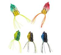 5 Pièces Set Leurre Grenouille Réaliste Flottant | Silicone et Métal, Haute Simulation, Résistant aux Morsures, pour Eaux Douces ou Salées, Style