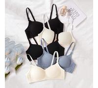 5 pièces/Set Soutien-gorge sans armature légèrement matelassé Push Up pour Adolescentes, Ensemble de sous-vêtements confortables 9Y,10Y,14Y,11Y,12Y,13Y,16Y,15YUnicoloreÉtoffe