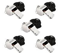 5 pièces Sifflet en acier inoxydable, sifflet en métal puissant avec cordon pour arbitres, entraîneurs, sauveteurs, urgence, football, basketball, soccer, hockey 10 pièces,20 pièces,30 pièces,5 pièces