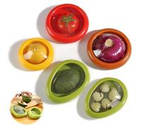 5 Pièces Silicone Fruit Storage Box, Réutilisable Conteneurs De Stockage De Fruits, Boîte de'conservation pour Oignons,Tomate,Citron,Avocat (5 silicone fruit boite conservation)