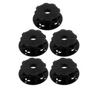 5 Pièces Socle de Support de Terrasse Réglable Noir en Plastique | Pierre et Carrelage, sans Perçage, Usage sur Sols Humides, Structure Modulaire, Charge Lourde