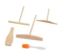 5 Pièces Spatules Crêpes Bois, Épandeur Poussoir Crêpe Râteau, Ensemble Retourneur de Crêpes et Etaleur de Pâte, Repartiteur de Crêpes Pancake Spatule, Outil d'épandage de Étaler Crêpes en Forme de T