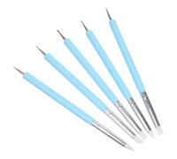 5 Pièces Stylo à Points Double Tête Bleu en Acrylique et Silicone | Double Tête, Tracé et Pointillage Précis, pour Ongles Naturels ou Faux, École et Usage à Domicile