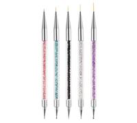 5 Pièces Stylo à Points pour Ongles Double Tête en Plastique | Dessiner des Lignes Fines Motifs, Format Portable, pour Passionnés de Manucure Créative